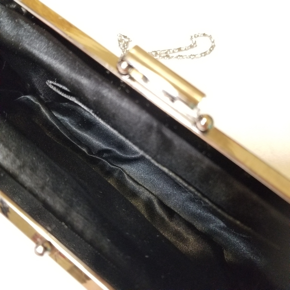 Black silver clutch evening handbag - Picture 3 of 4